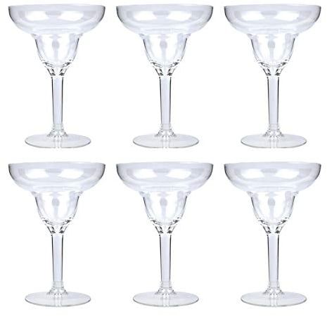 YöL 6x margarita cocktail glass clear plastic reusable home picnics BBQ summer party