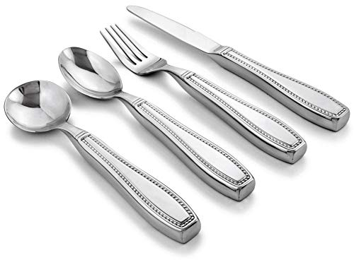 Celley Gewichtetes Besteck, 200 g, 4-teiliges Edelstahl-Besteck-Set mit Messer, Gabel und Löffel für Tremor
