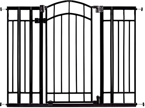 Ingenuity Multi-Use Decorative Extra Tall Walk-Thru Baby Gate, Fits Openings 28.5-48 Inch (Pack of 1), Black Metal, for Doorways and Stairways, 36' Tall Baby and Pet Gate, Black, One Size