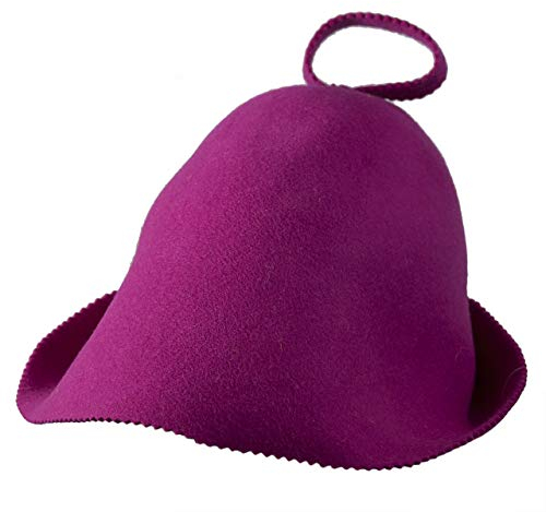 Jedrzejko Saunahut Kappe Wolle Saunaanzug Kopfpflege Wolle (Rosa)