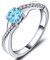 YL Verlobungsring Ehering 925 Sterling Silber mit 5MM Aquamarinblau Zirkonia März Geburtsstein Unendlichkeit Ring Solitärring für Damen（Größe 52）