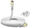 KASIMO Cable Ethernet 25 metros de Red Cat 8, Cable Internet Plano 40 Gbps / 2000 MHz, SFTP Cable LAN Con Conector RJ45 Enchapado en Oro – Blanco