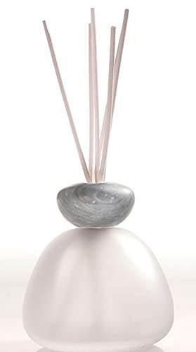 Millefioir, Marble Milchglas Diffuser weiß mit Grauer Kappe, 400ml, 90MGSGR