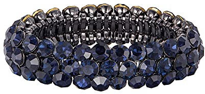 EVER FAITH Braut Armband für Hochzeit Funkelnde Kristall Strass Stretch Armkette für Damen Mädchen Navy Blau