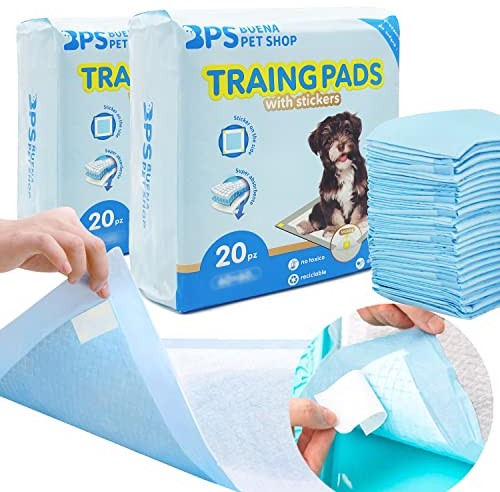 BPS BUENA PET SHOP BPS-2172*2 Unterlagen für Hunde, Katzen, 40 Stück, mit Aufkleber, hygienisch, für das Training von Haustieren, sehr saugfähig, Größe M/L (40 Stück, 60 x 60 cm)