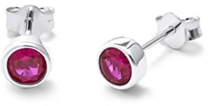 Sterling Silber Rubin CZ July Rub über 4 mm Ohrstecker