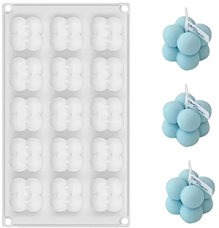 15 Löcher Kerzenform Silikon, Kerzen Silikonform, 3D DIY Silikon Kerzenwachs Formen, Seife Form 3D zum Gießen, Cube Kerzengiessformen, DIY Backwerkzeuge für Handgemachte, Seife, Pudding, Kuchen