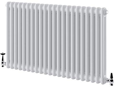 Go Bathrooms Utopia White Horizontal Radiator 600 x 1010mm Traditional Cast Iron Style 2 Column White Central Heating Living Room Radiator