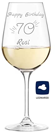 Leonardo TIVOLI Weinglas mit Gravur - 70. Geburtstag - personalisiert mit Name, Geschenke Frauen & Männer, Mama Papa Oma Opa Freunde & Freundin, Geburtstagsgeschenke
