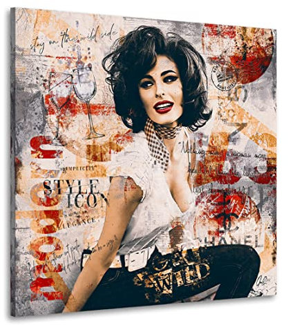 Kunstgestalten24 Leinwandbild Sophia Loren Modern Wandbild Kunstdruck Wohnraum- u. Wanddeko XXL