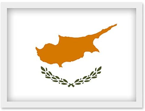 Artery8 Cyprus National Flag Patriotic Vexillology World Flags Country Region Poster Artwork Framed Wall Art Print A4