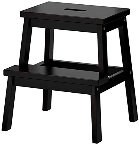 LUDIST Indoor-Kletterhocker, 2-Stufen-Holz-Tritthocker/Leiter-Stuhl-Hocker-Tair-Stuhl Bewegliche Trittleiter Verbreitertes Hausgarten-Werkzeug/Schwarz