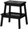 LUDIST Indoor-Kletterhocker, 2-Stufen-Holz-Tritthocker/Leiter-Stuhl-Hocker-Tair-Stuhl Bewegliche Trittleiter Verbreitertes Hausgarten-Werkzeug/Schwarz