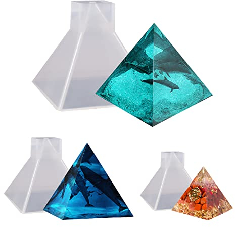 Voyyphixa 3 Stück Silikonformen Epoxidharz Pyramide, Pyramid Mold Geometrie Form Gießform Pyramidenform Kunststoffrahmen für Harz Schmuck Herstellung, Kerze, Seifen (3PCS)