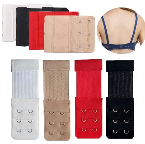 inodes Damen Bra Extenders (Rot, Weiß, Beige, Schwarz Elastisch, 2 Haken und 3 Haken Elastisch)