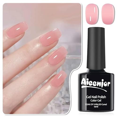 Aieenjor UV Nagellack Rosa Nude, Schellack Nagellack Rosa Nude, Manicure Gellack, DIY Gel Maniküre Design, Pink Nude Gel Nail Polish 10ML