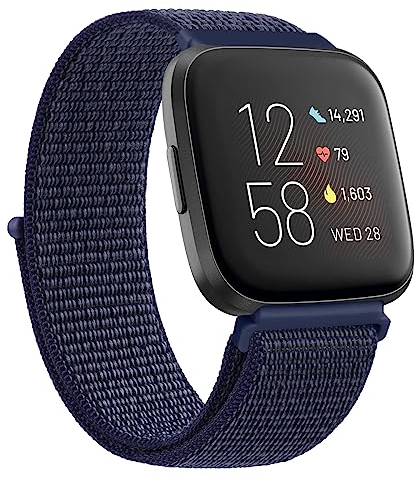 Oumida Kompatibel mit Fitbit Versa 2 Armband/Fitbit Versa Armband für Damen Herren, Ersatzarmband Nylon Sport Loop Uhrenarmband für Fitbit Versa 2/Fitbit Versa/Versa Lite, Dunkles Nebelgrau