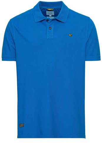 camel active Herren Pique Kurzarm Poloshirt in Regular Fit aus Reiner Baumwolle Blau, menswear-3XL