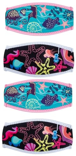 BESPORTBLE 2sets Diving Mask Strap Neoprene Swim Mask Strap Covers Decorative Printing Lightweight 2pcs*2