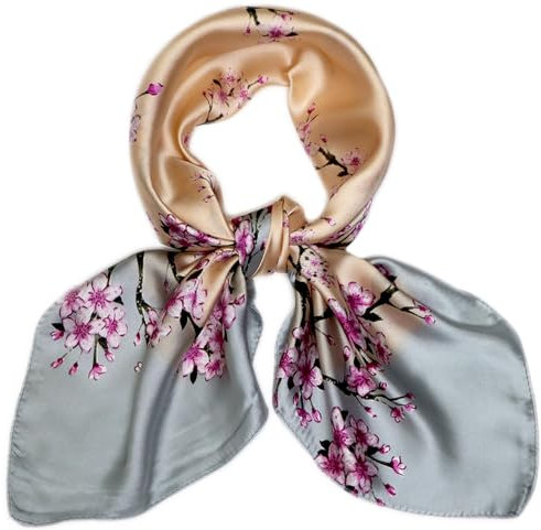 Écharpe carrée en satin pour femme - 69,1 cm - Sensation soie - Pour dormir la nuit, 22-Gris, taille unique