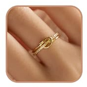 AIBELOPY Mother Daughter Rings for Women Best Friend Rings Friendship Rings Daughter Gifts From Mom Promise Rings for Her 925 Sterling Silver Knot Ring Cubic Zirconia Engagement Ring Size 5-10,