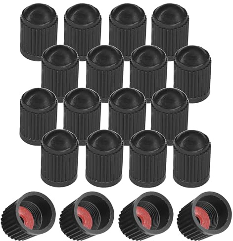 cyclingcolors 20x Ventilkappen Ventildeckel Auto Motorrad Fahrrad Ventilabdeckung Radventilkappen Reifenventilkappen Autoventil-Kappen Kunststoff, Schwarz