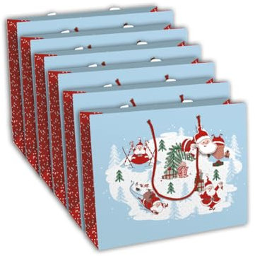 Eurowrap X327876Cpack Packung 6 Geschenktasche Excellia, Format Shopping 37,3x11,8x27,5 cm, ideal für Weihnachten & Geburtstag, Santa Blau Rot, 6 Stück
