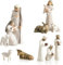 CaMobwos 10-teiliges Krippenset Born Scene Willow-Tree Figur, Weihnachtskrippe Mit Figuren, Figuren Krippe Harz, Figuren Weihnachtskrippe