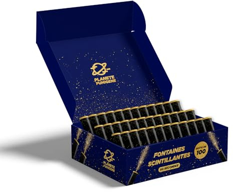 Lot de 100 Fontaines lumineuses durée 1 minute pour gâteau et bouteille de champagne, Bougie lumineuse d'ambiance pour anniversaire décoration de gateaux pour fête durée 1 Minute - Catégorie F1