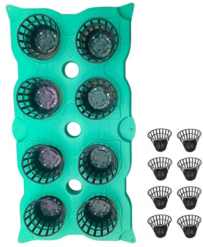 Pflanzkorb Teich Schwimmend Schwimmender Teich-Pflanzkorb-Set mit 8 Anzuchttöpfen, Grüne Wiederverwendbare Teichkörbe, Aquaponics Künstliche Schwimmende Insel, Koi-Fisch-Teichdekorationen ( Color : Pl