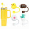 Epehio Stanley Cup Straw Cover Toppers, Silicone Stanley Cup Accessories, 10mm Dust-Proof Straw Tip, Reusable Straw Cap for 30/40Oz (Duck Flower Cactus Rugby)