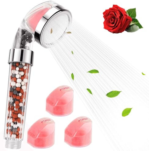 Set di 3 ricariche di balsami per soffioni da doccia, rinfrescante, rispettoso della pelle, filtri per la cura dei capelli, filtro per vitamina C (rosa)