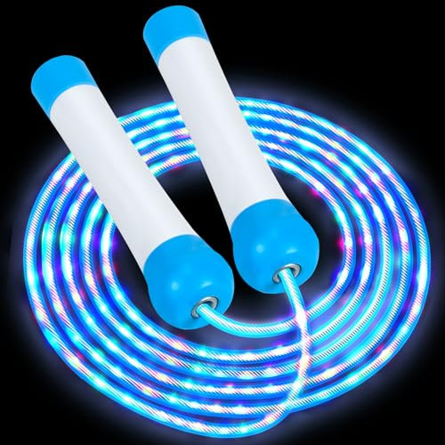 YongnKids Skipping Ropes for Kids Adults, Jump Rope Adjustable Skipping Rope Kids, School Sport Activity Skipping Rope for Girls Boys - Adults Fitness Fat Burning Jumping Rope (1P Blue Jump Rope)