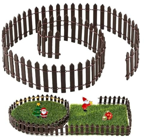 KOMUNJ Brown Miniatur Zaun Mini Gartenzaun Holzzaun Dekoration Miniatur Holz Zaun Gartendekor 90 x 5cm für Fee Garten Deko DIY Grenze Bonsai Terrarium Puppen