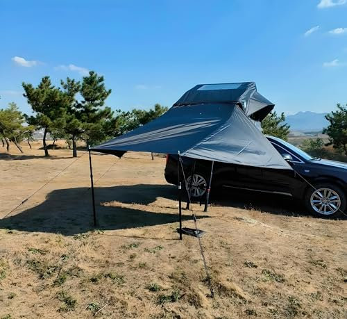 Autodachzelt Grau/Schwarz Softcase Dachzelt Auto 2 Größen (190x210x110cm, mit Sonnensegel)