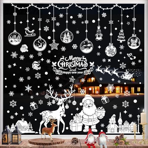 Fensterbilder Weihnachten Selbstklebend Fensterdeko Schneeflocken 202PCS - Nepfaivy Wiederverwendbare Statische Weihnachtsfensterbilder, Winter Fenstersticker Schneeflocken Fensteraufkleber Deko