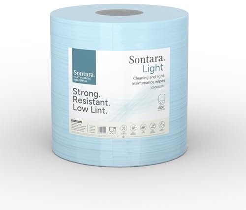 Sontara Industrielles Mehrzweck-Papierrolle. Technisches Reinigungstuch für professionelle Wartung sehr saugfähig. Reinigungstuch geeignet für den Lebensmittelgebrauch Horeca. 1 Rolle x 200 Blätter