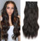 Xtrend 20 Zoll lange Locken-Haarextensionen Clip-in Synthetic Hair für Frauen und Mädchen - 4-teiliges Set für volle Haare - dicke lockige synthetische Haarextensionen (Dunkles Braun)