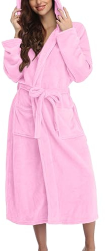 Peignoir De Bain Femme Unisexe Eponge Capuche Automne Hiver Peignoir avec Capuche Chaude Moelleux Éponge Douce Coton Eponge Vêtements De Détente Une Pièce Robe De Chambre