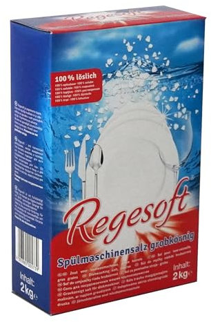 K+S Regesoft 1-6 2kg Geschirrspülsalz | 1 x 2kg Packung Spülmaschinensalz | Spezialsalz gegen Kalk Wasserflecken | Glänzendes Geschirr | Weiches Wasser
