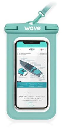 WAVE Waterproof Phone Case, Universal, Aqua Green | Underwater Dry Pouch with Lanyard, IPX8 Submersible, Touch-Sensitive, Fits Most Smartphones