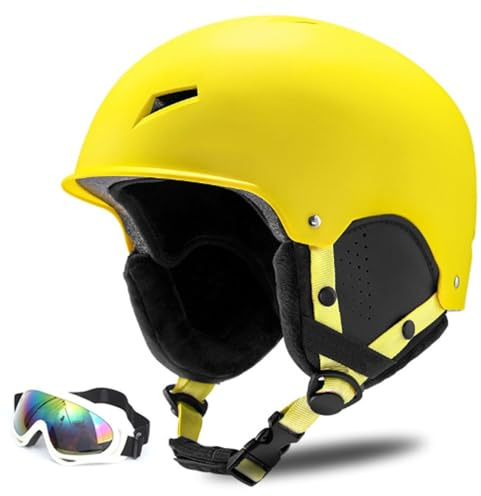 Skihelm Herren Damen mit Warme Flusen-Ohrpolster, Gute Belüftung Sicherheits Snowboard Helm Männer für Erwachsene zum Skifahren Wintersportarten Einstellbare S/M/L Skihelme