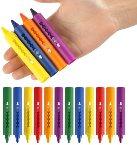 Aomig Crayons de Bain, 12Pcs Crayons de Salle de Bain non Toxiques Enfant, Jouets de Bain Coloré Effaçables pour Dessiner, Jouets Créatifs pour la Douche, Cadeaux de Bain Enfant et Nourrisson 3 ans