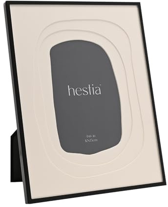 Hestia - Black Aluminium Photo Frame Layered Mount - 4 x 6 - Self Standing Photo Frame With Easel Back - Contemporary Homeware & Gifting - H: 23cm x W: 18.
