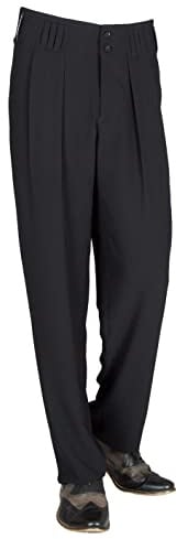H K Mandel Schwarze Bundfaltenhose im 50er Jahre Stil für Herren. Perfekt für Boogie, Rockabilly Tanz - Vintage Outfits. Ideal für Gesellschaftstanz - Rock’n’Roll.