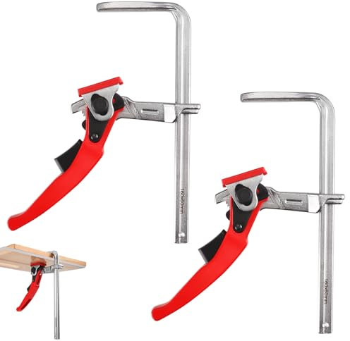 2 Pezzi Morsetto A Leva,Morsetto A Sgancio Rapido,Interamente In Acciaio,Con Capacità Di 160 Mm E Profondità Di Gola Di 60 Mm, Morsetto Da Carpentiere Per Guida Di Scorrimento Da 160 X 60 Mm