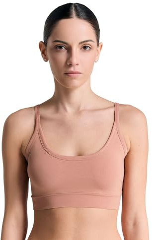 ALBERO NATUR Damen Bustier Bio-Baumwolle Sport BH Unterhemd Yoga Pilates (DE/NL/SE/PL, Alphanumerisch, XL, Regular, Regular, Cafe Crema)