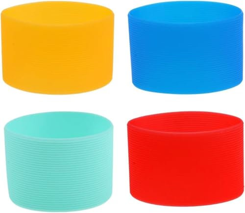 4Pcs Round Silicone Nonslip Glass Bottle Sleeve Protective Cover