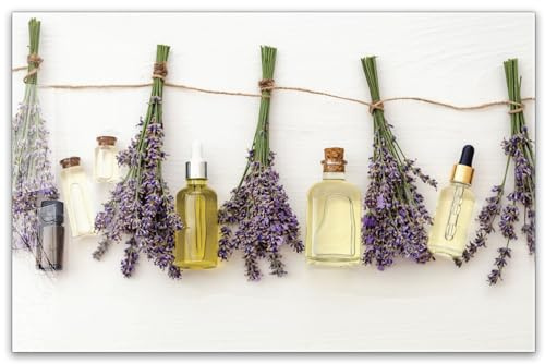 Herdabdeckplatte 80x52 cm einteilig – Lavendelöl, ätherische Öle, Wellness, Spa, Lavendel, Provence | ESG Glas Ceranfeldabdeckung, Schneidebrett, für Ceranfeld, Herd, Induktion, Küche