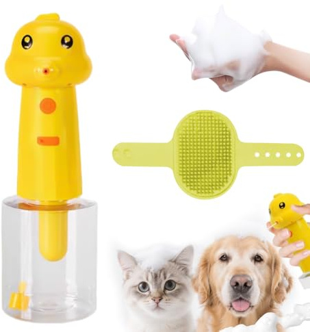 Distributore automatico di sapone in schiuma per cani, macchina schiumogena per cani, con spazzola per cani, macchina elettrica per la pulizia del cane, spruzzatore per la cura e la pulizia